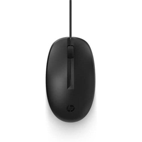 Ratón óptico HP 125 con cable, USB Type-A de 180cm, hasta 1200 ppp, Conectividad Plug and Play, Compatible con Windows 7; Windows 11; Windows 10; Windows 8, Color negro, Revestimiento antimicrobiano, 1 año de garantía.
