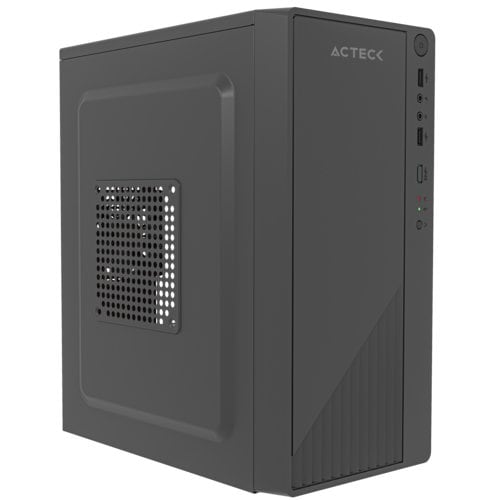 Gabinete Acteck Compacto Mini Torre Kioto GC220F / Max MB M-ATX Fuente ATX 500 W / 2x USB 2.0 / Panel Izq Acrílico + Frente Solido / Advanced Negro