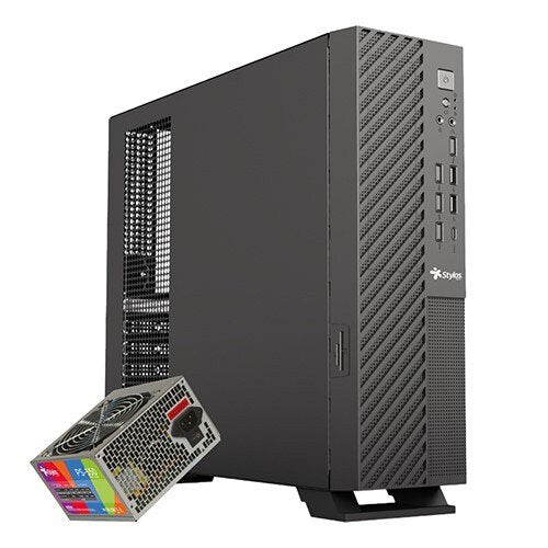 GABINETE STYLOS MINCE SLIM ITX / USB 4X2.0- 1X3.0 / CON FUENTE DE 550W NEGRO