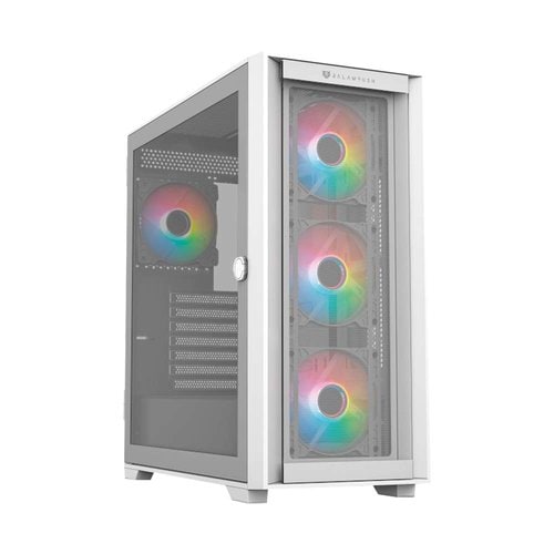 Gabinete Gamer Balam Rush Media Torre Carbono Twin Mate 7000 / Max MB ATX / GPU 340 mm / 1x USB 3.0 1x USB 2.0 1x USB C 3.1 + Audio + 4x Fan ARGB / Panel Izq Cristal con Bisagras + Frontal Intercambiable Cristal - Mesh / Legend Blanco