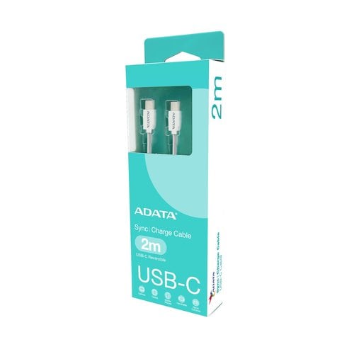 Cable ADATA USB-C a USB-C blanco de 2 m, carga rápida QC 3.0, 100 W, 5 A