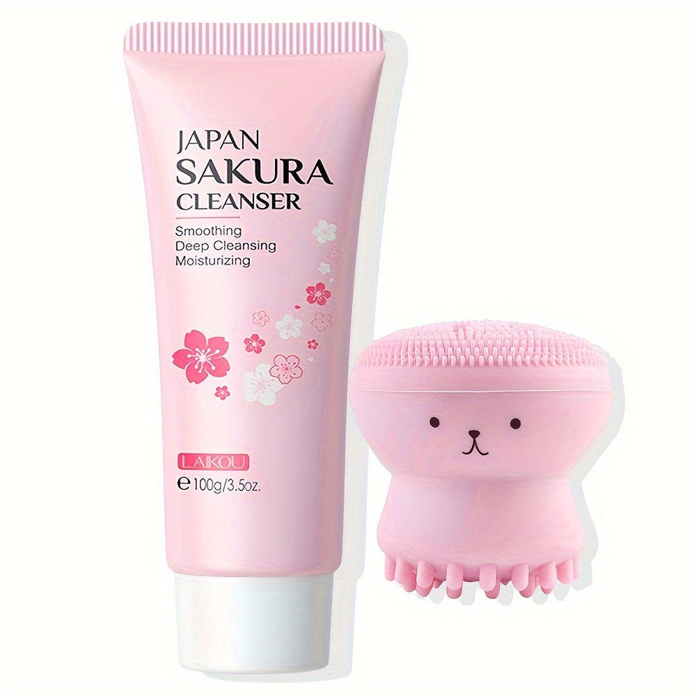 50g LAIKOU Japan Sakura Foam Cleanser - Brightening Cherry Blossom Face Wash for All Skin Types, Oil Control, Moisturizing, Fresh Scent, Salicylic Acid, Vitamin C, Formaldehyde Free, Gentle and Non-Irritating Facial Skin Care