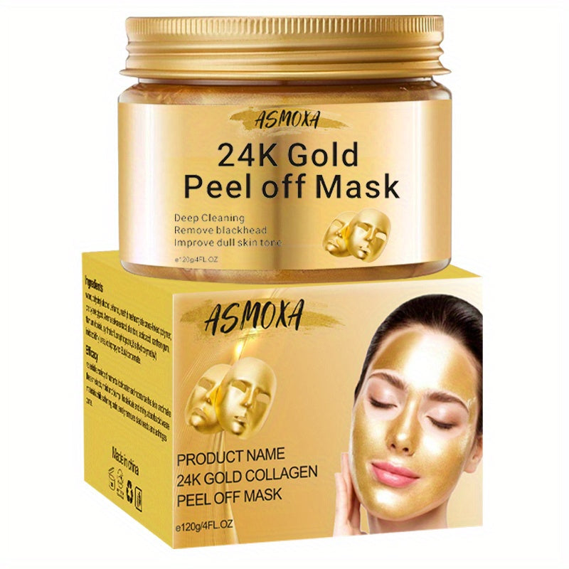 Mascarilla facial desprendible de oro de 24 quilates de 4.23 oz: limpia la piel facial y reduce los poros. Producto unisex para el cuidado facial.