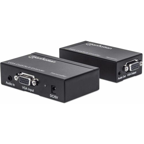 Manhattan Extensor Video SVGA+Audio, 300M vía Cat 5/6 - 1 Dispositivo de Entrada - 2 Dispositivo de salida - 300m Alcance - 2 x Red (RJ-45) - 1 x Entrada de VGA - 2 x Salida de VGA - 1920 x 1200 Resolución de vídeo - WUXGA - Par trenzado - Categoría 6