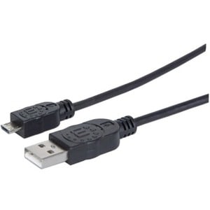 Cable USB V2 A-Micro B, Bolsa PVC 1.8M Negro