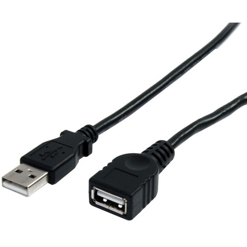 Cable de 3m de Extensión USB 2.0 - Macho a Hembra USB A - Extensor - Negro - Cable para Dispositivo Periférico, Impresora - 480Mbit/s