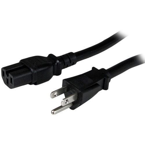 Cable de 1.2m (4 pies) de Alimentación de Servicio Pesado, Cable de Corriente NEMA 5-15P a C15, 15A 125V, 14AWG, Negro, UL