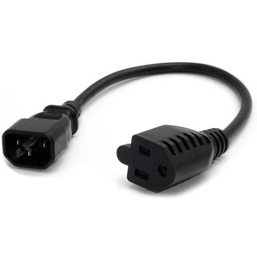 Cable de 0,3m de Extensión de Alimentación, IEC 320 C14 a NEMA 5-15R, 10A 125V, 18AWG, Cable de Corriente