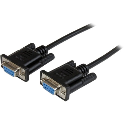 Cable de 2m Nulo de Módem Serial RS232 DB9 - Hembra a Hembra - Color Negro