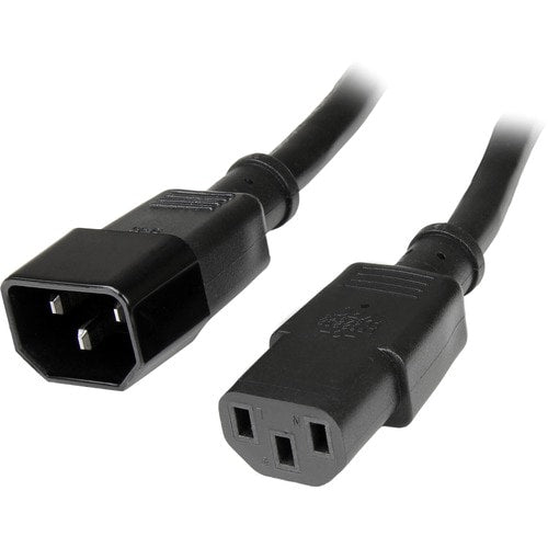 Cable de 1.8m de Extensión, IEC 320 C14 a IEC 320 C13 Negro, 15A 125V, 14AWG, Cable Extensor Alargador de Corriente, UL
