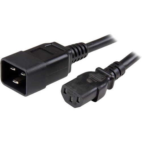 Cable de 1m de Extensión, Cable Alargador IEC 320 C13 a IEC 320 C20 Negro, 15A 125V, 14AWG, Cable de Alimentación, UL