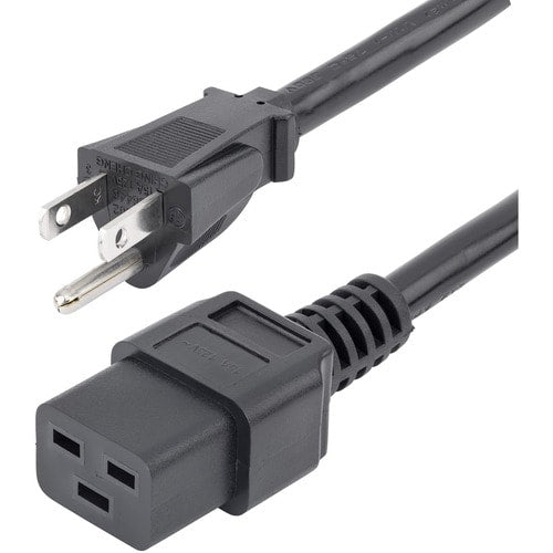 Cable de 1.8m (6 pies) de Alimentación de Servicio Pesado, Cable de Corriente NEMA 5-15P a C19, 15A 125V, 14AWG, Negro, UL