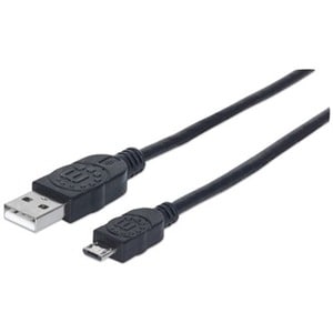 Cable USB V2 A-Micro B, Bolsa PVC 3.0M Negro