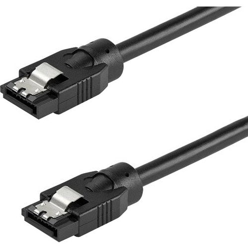 SATRD30CM Cable SATA Redondo 0.3m - Conectores de Cierre - 6Gbs - Alimentación DD SATA - Cable para Servidor, Disco Duro, DVD, Computador, Equipo de Almacenamiento, Matriz de Almacenamiento - 6Gbit/s - 30 AWG - Negro