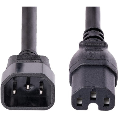 Cable de 3m de Extensión de Corriente - Cable C14 a C15 - 15A 125V - 14AWG - Cable de Alimentación de Servicio Pesado