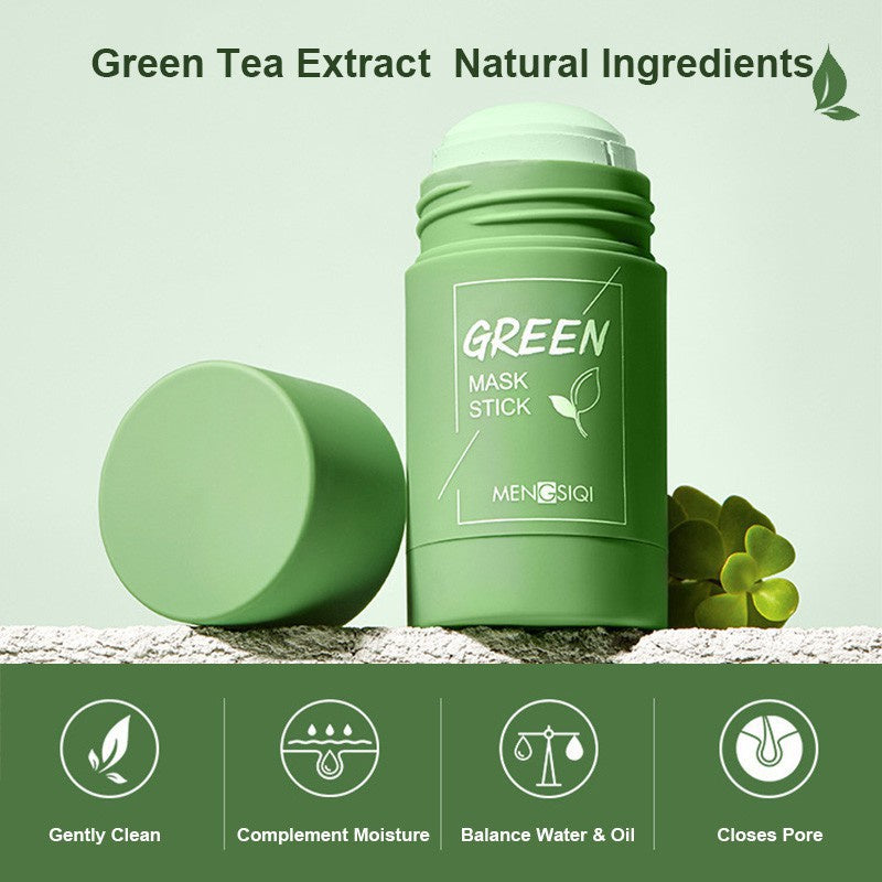 Mascarilla de té verde limpiadora, mascarilla de arcilla purificante, mascarilla de control de grasa para el acné, mascarilla facial de berenjena para el cuidado de la piel para hombres y mujeres, cuidado diario con escualano vegetal.