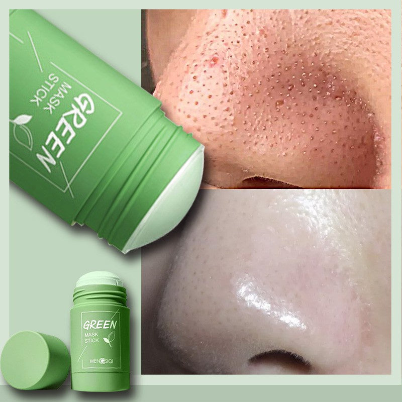 Mascarilla de té verde limpiadora, mascarilla de arcilla purificante, mascarilla de control de grasa para el acné, mascarilla facial de berenjena para el cuidado de la piel para hombres y mujeres, cuidado diario con escualano vegetal.