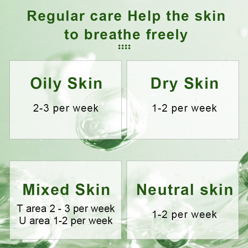 Mascarilla de té verde limpiadora, mascarilla de arcilla purificante, mascarilla de control de grasa para el acné, mascarilla facial de berenjena para el cuidado de la piel para hombres y mujeres, cuidado diario con escualano vegetal.