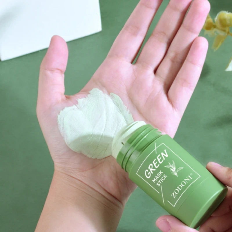 Mascarilla de té verde limpiadora, mascarilla de arcilla purificante, mascarilla de control de grasa para el acné, mascarilla facial de berenjena para el cuidado de la piel para hombres y mujeres, cuidado diario con escualano vegetal.