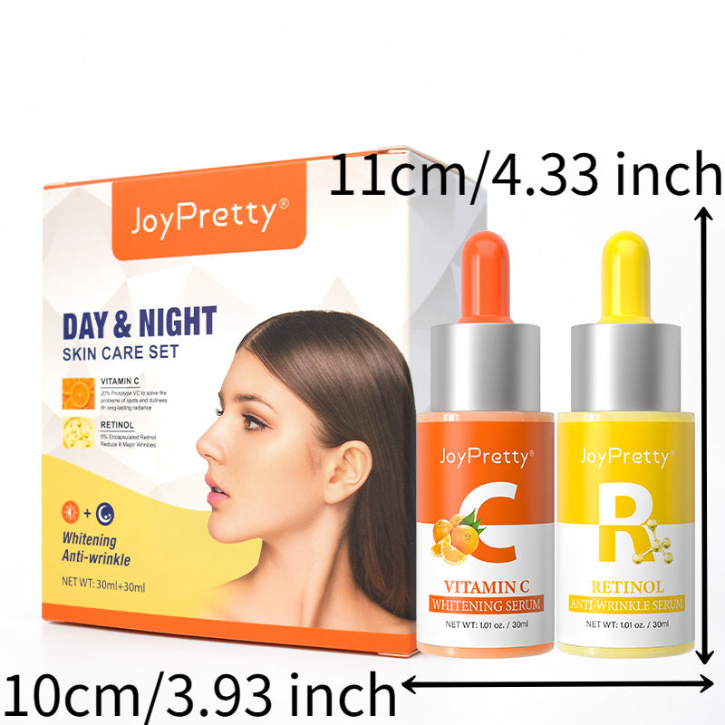 Set de 2 sueros faciales con vitamina C y retinol (30 ml x 2 unidades): sueros para hidratar, rejuvenecer y mejorar la piel áspera con escualano vegetal.