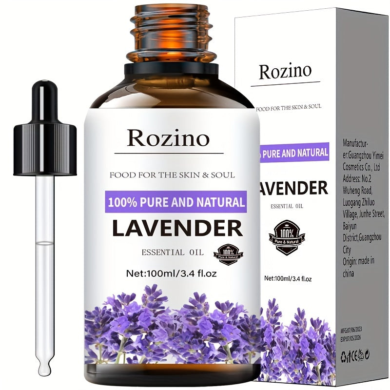 Aceite esencial de lavanda de 100 ml. Para el cuidado de la piel, masajes, duchas y difusores. Ideal para rostro, cuerpo, uñas, cabello y pestañas.