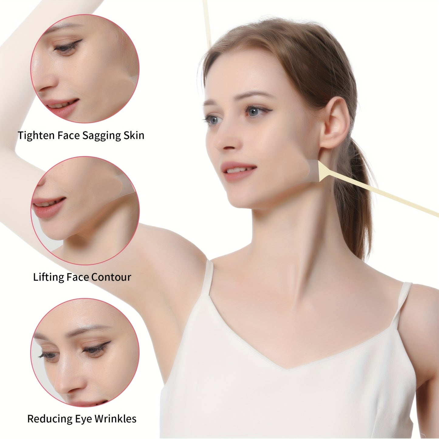 Paquete de 24 cintas invisibles para lifting facial, parches reafirmantes en forma de V, bandas antiarrugas para contorno de frente, ojos y rostro, herramientas para el cuidado de la piel sin cirugía ni perfume, sin necesidad de electricidad ni pilas.