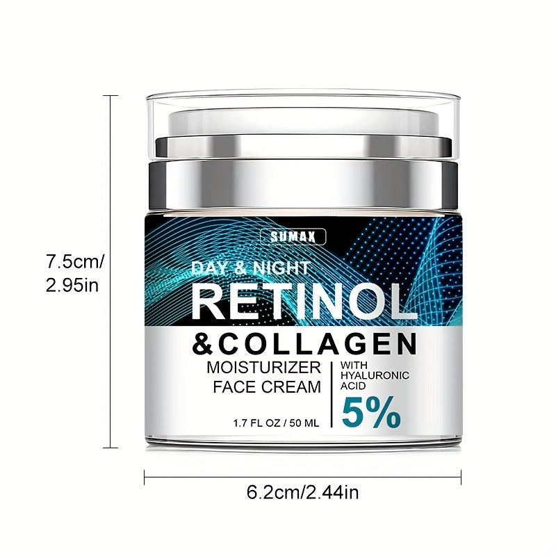 Crema hidratante facial de lujo con retinol de 50 ml: hidratante y antiedad, ideal para el cuidado de la piel de día y de noche para mujeres y hombres. No grasa, se absorbe rápidamente y mejora la elasticidad y firmeza de la piel.