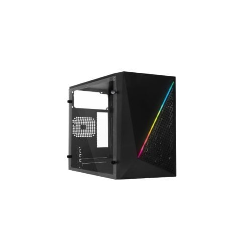 Gabinete Acteck Compacto Mini Torre Kioto GC460 / Max MB M-ATX Fuente ATX 500 W / 1x USB 3.0 + 2x USB 2.0 / Panel Izq Acrílico + Frente Mesh con RGB / Advanced Negro