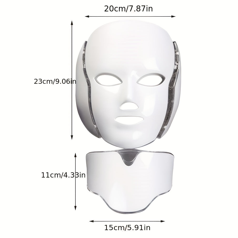 Máscara facial con luz LED de 7 colores para el cuidado de la piel facial y el cuello, regalo navideño para mujeres.