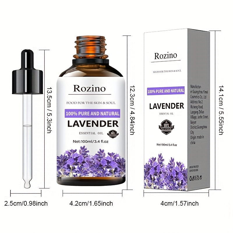 Aceite esencial de lavanda de 100 ml. Para el cuidado de la piel, masajes, duchas y difusores. Ideal para rostro, cuerpo, uñas, cabello y pestañas.