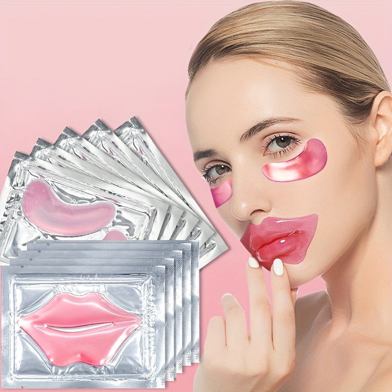 Mascarilla de ojos con cristales rosas (3 unidades x 2 o 5 unidades x 2), hidratante, rejuvenecedora, para el cuidado de la piel y exfoliante.