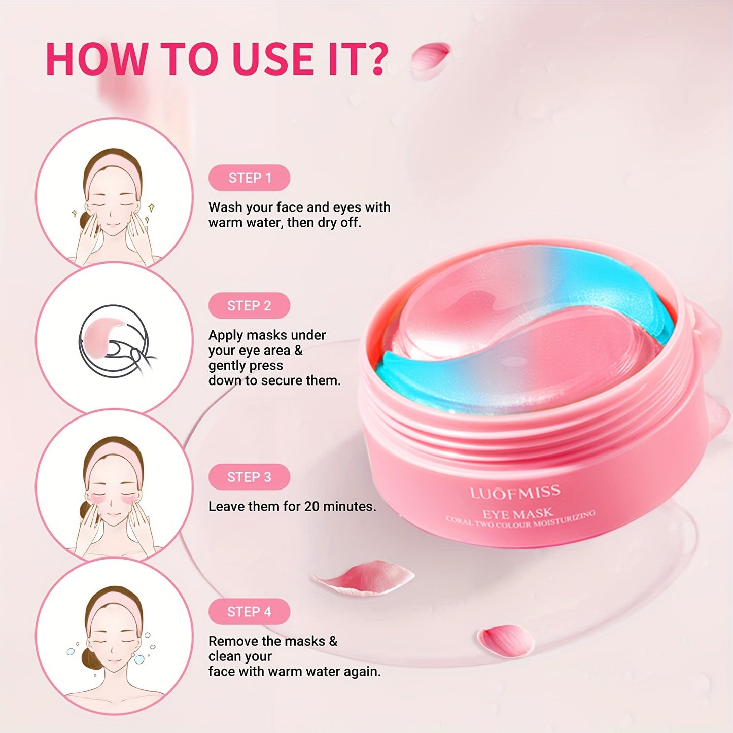 60 mascarillas para ojos, hidratantes, reafirmantes y rejuvenecedoras para el cuidado de la piel debajo de los ojos.
