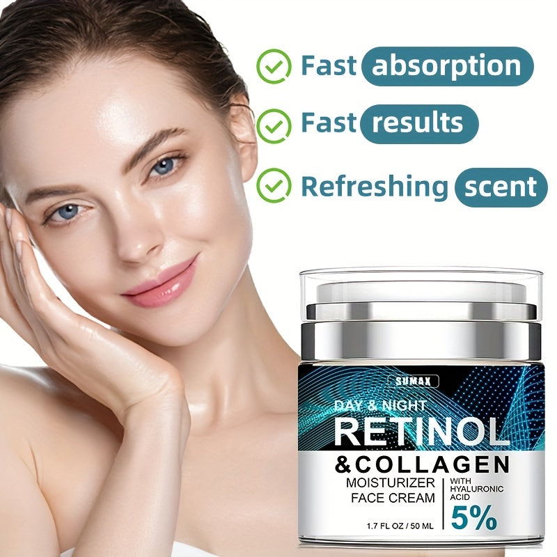 Crema hidratante facial de lujo con retinol de 50 ml: hidratante y antiedad, ideal para el cuidado de la piel de día y de noche para mujeres y hombres. No grasa, se absorbe rápidamente y mejora la elasticidad y firmeza de la piel.