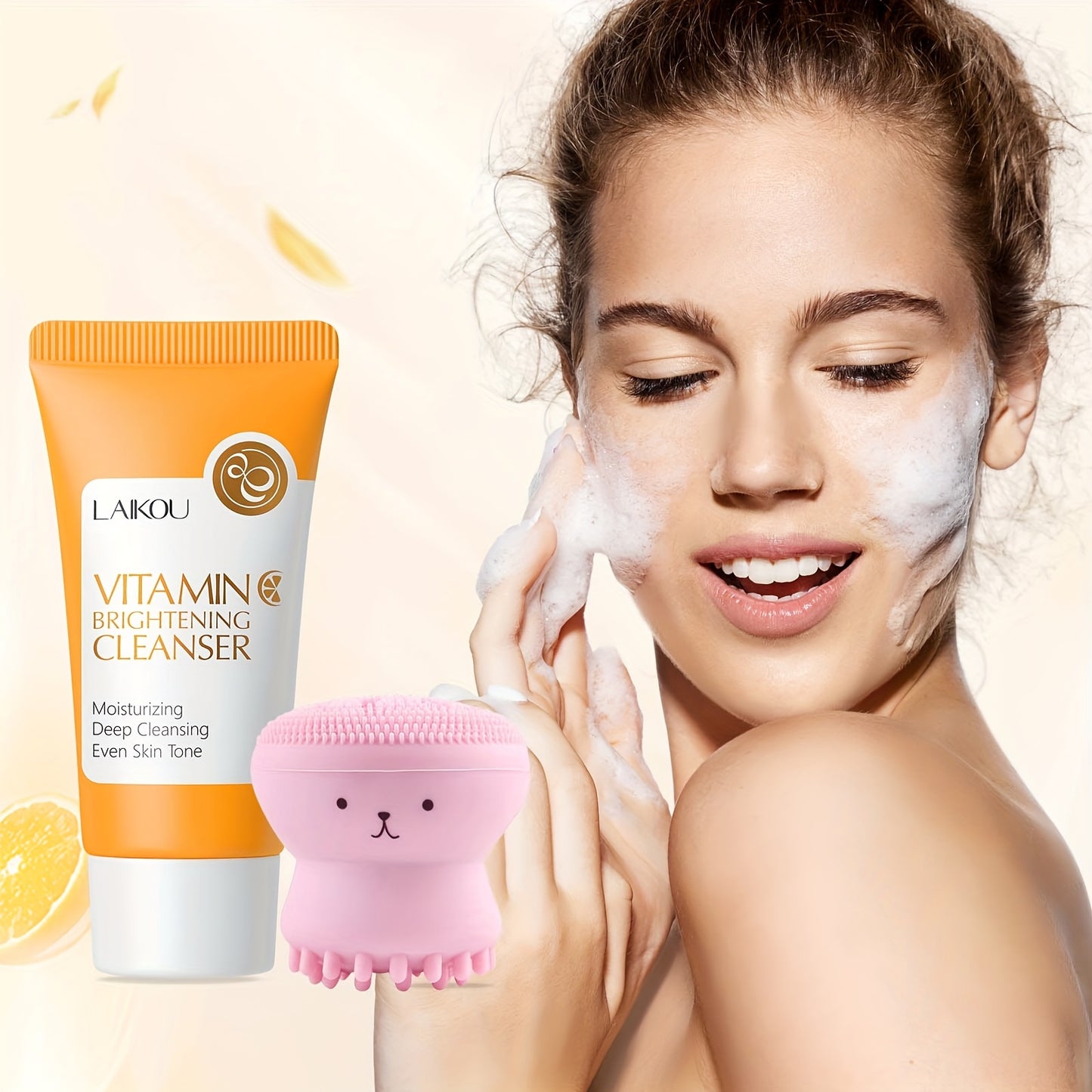 50g LAIKOU Japan Sakura Foam Cleanser - Brightening Cherry Blossom Face Wash for All Skin Types, Oil Control, Moisturizing, Fresh Scent, Salicylic Acid, Vitamin C, Formaldehyde Free, Gentle and Non-Irritating Facial Skin Care
