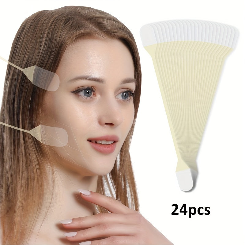 Paquete de 24 cintas invisibles para lifting facial, parches reafirmantes en forma de V, bandas antiarrugas para contorno de frente, ojos y rostro, herramientas para el cuidado de la piel sin cirugía ni perfume, sin necesidad de electricidad ni pilas.