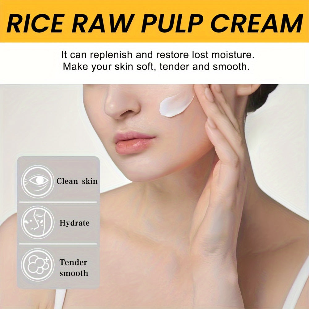 Crema de Puré de Arroz (50 g): Hidratante facial con ácido hialurónico, extracto de uva y propiedades que refinan los poros para una piel visiblemente más joven y firme. Crema de día y de noche para el cuidado de la piel femenina.