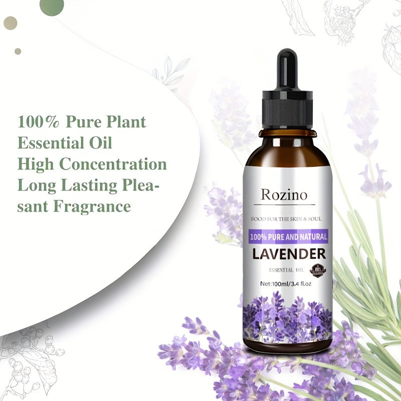 Aceite esencial de lavanda de 100 ml. Para el cuidado de la piel, masajes, duchas y difusores. Ideal para rostro, cuerpo, uñas, cabello y pestañas.