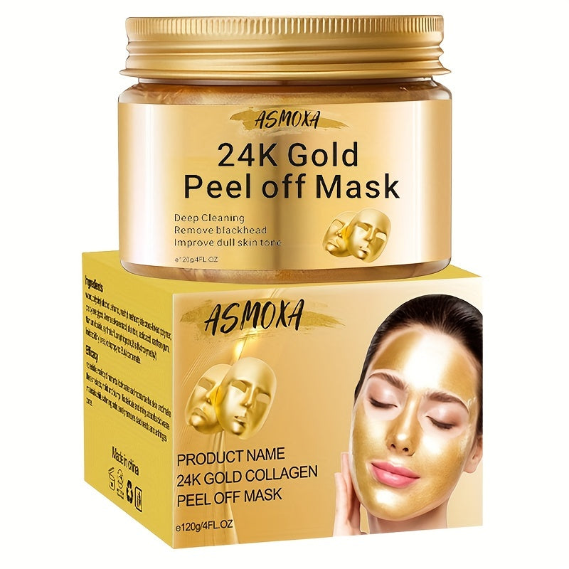 Mascarilla facial desprendible de oro de 24 quilates de 4.23 oz: limpia la piel facial y reduce los poros. Producto unisex para el cuidado facial.