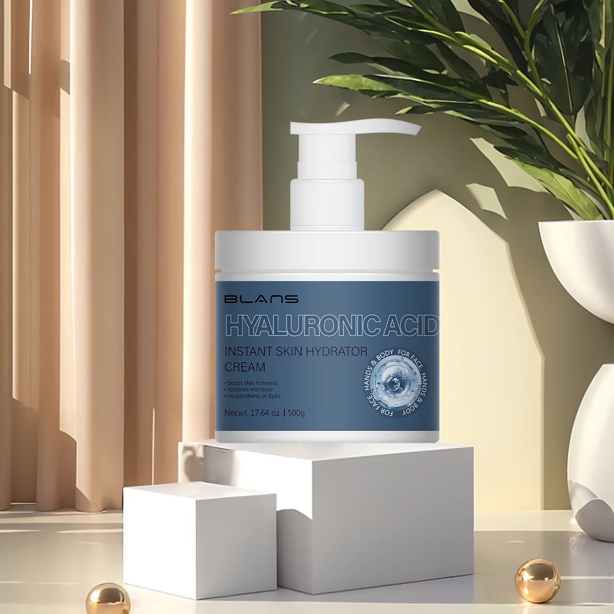 Loción corporal y humectante facial con ácido hialurónico de 500 ml con vitamina E | Loción hidratante reafirmante para piel seca | Productos para el cuidado de la piel: rostro, cuerpo, manos y pies, para mujeres y hombres, con escualano vegetal
