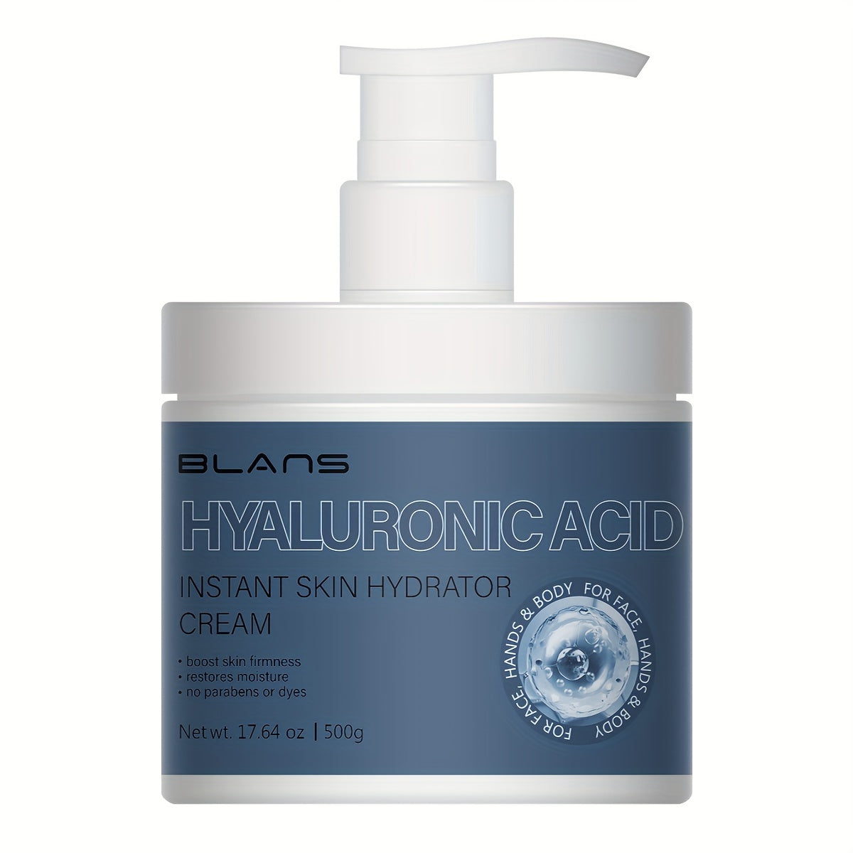 Loción corporal y humectante facial con ácido hialurónico de 500 ml con vitamina E | Loción hidratante reafirmante para piel seca | Productos para el cuidado de la piel: rostro, cuerpo, manos y pies, para mujeres y hombres, con escualano vegetal