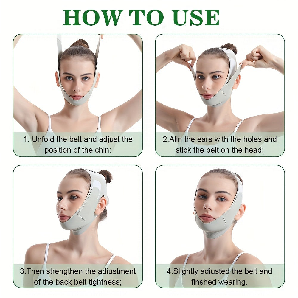 Mascarilla facial Green Ice-Cool V-Line mejorada: banda reductora de papada ultrafina, cómoda y reutilizable | Vendaje facial transpirable y reafirmante para una apariencia más juvenil | Sin fragancia, ideal para el cuidado facial en verano