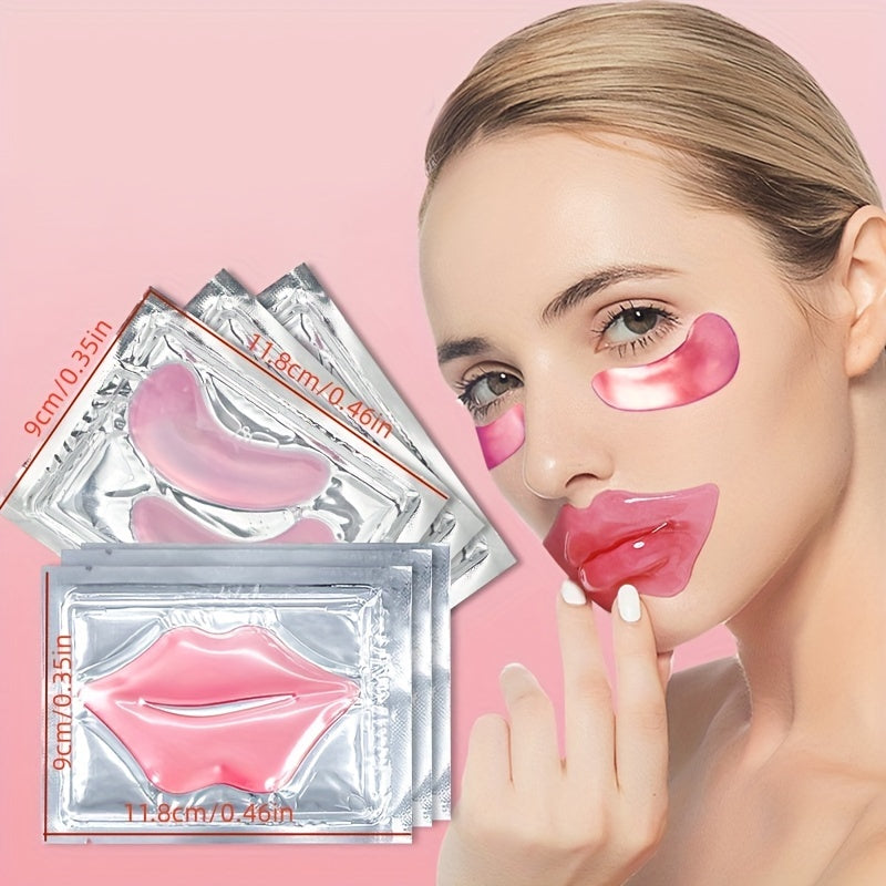 Mascarilla de ojos con cristales rosas (3 unidades x 2 o 5 unidades x 2), hidratante, rejuvenecedora, para el cuidado de la piel y exfoliante.