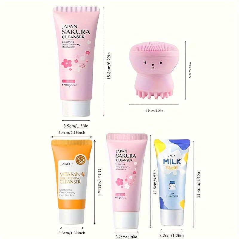 50g LAIKOU Japan Sakura Foam Cleanser - Brightening Cherry Blossom Face Wash for All Skin Types, Oil Control, Moisturizing, Fresh Scent, Salicylic Acid, Vitamin C, Formaldehyde Free, Gentle and Non-Irritating Facial Skin Care