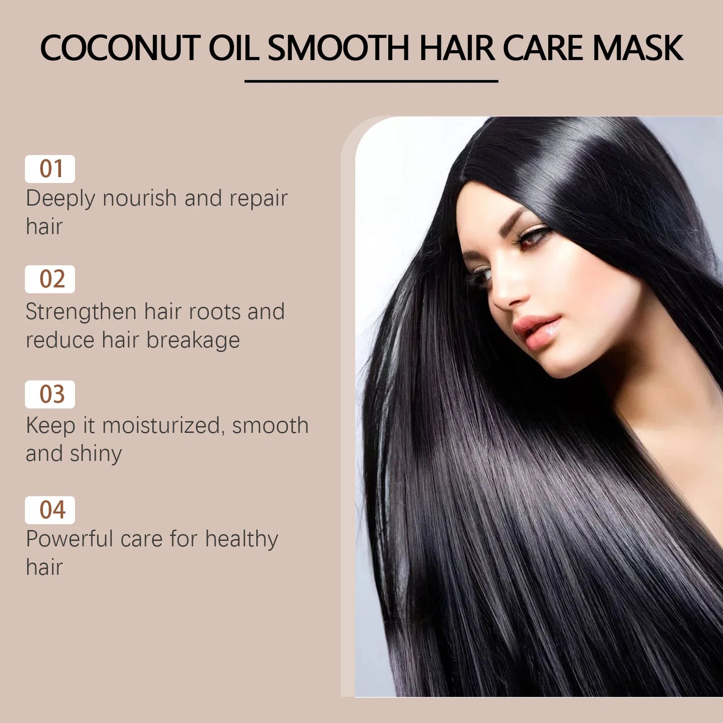 Mascarilla capilar de aceite de coco, reparadora, seca, dañada, suavizante, encrespada, rizada, suave, brillante, nutritiva, con tratamiento de queratina.