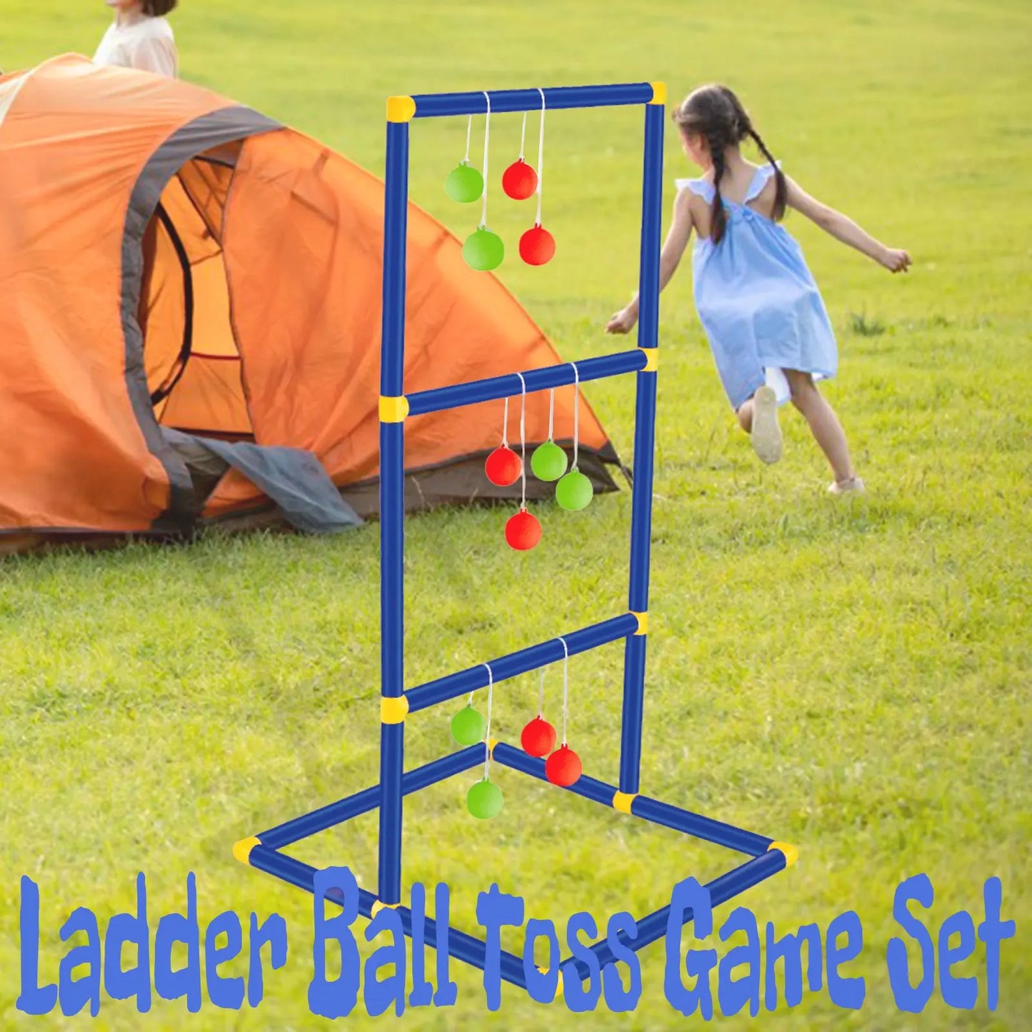 Juego de lanzamiento de pelota con escalera para césped, patio, juego interactivo familiar, soporte de golf con escalera para niños, portátil, para deportes en interiores y exteriores