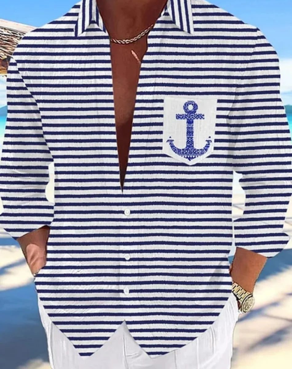 Camisa hawaiana informal para hombre, nueva camisa de verano con estampado 3D azul marino, camisa informal de manga corta, ropa transpirable para hombre