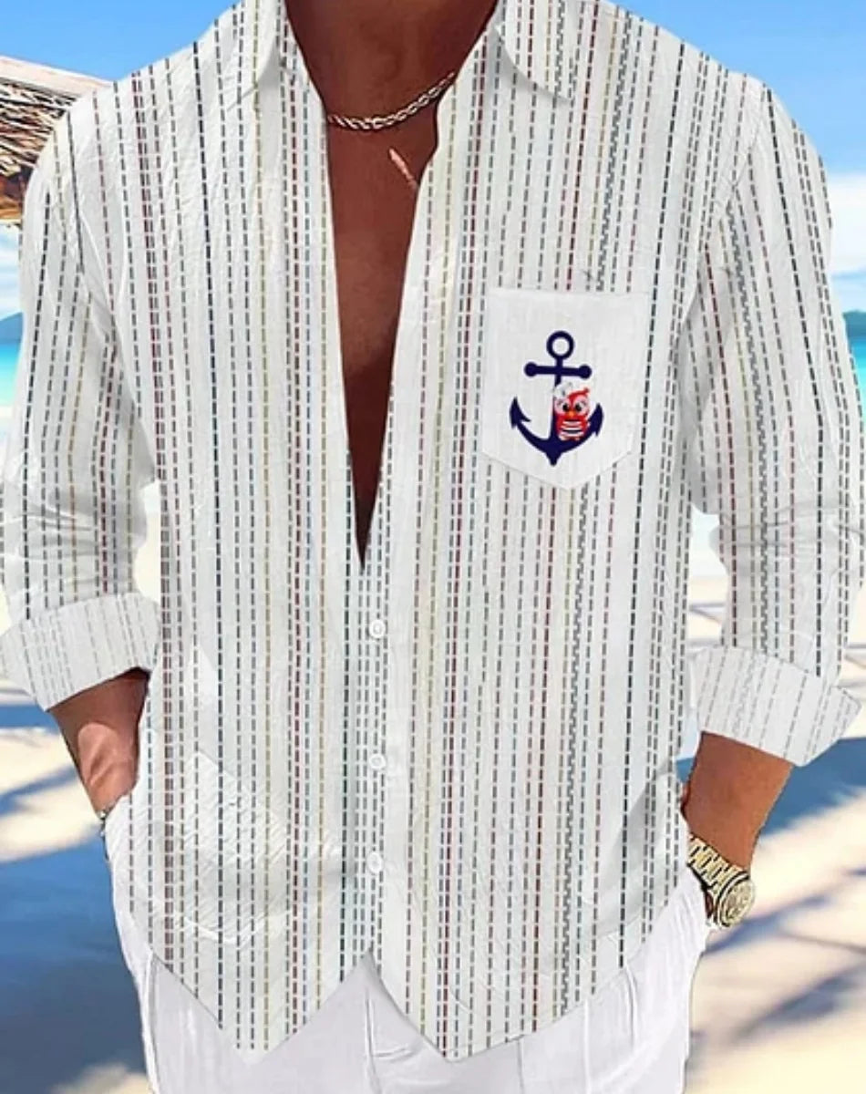 Camisa hawaiana informal para hombre, nueva camisa de verano con estampado 3D azul marino, camisa informal de manga corta, ropa transpirable para hombre