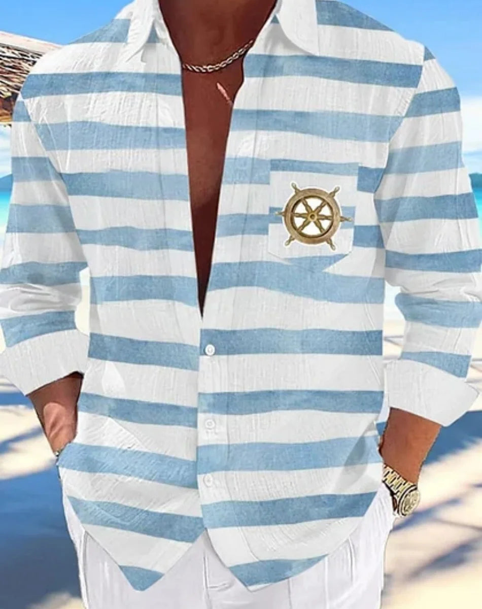 Camisa hawaiana informal para hombre, nueva camisa de verano con estampado 3D azul marino, camisa informal de manga corta, ropa transpirable para hombre