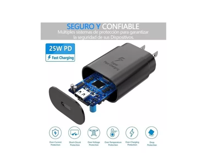 Cargador Samsung Carga Rapida 25w Tipo CA Tipo C