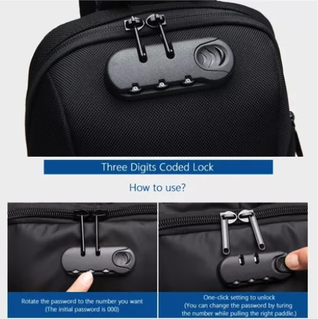 Mochila Sling Crossbody Antirrobo Impermeable 2da Generación